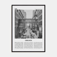 Chelsea, New York Poster Black Wood / 8x12 in Nbourhood Travel B&W Poster