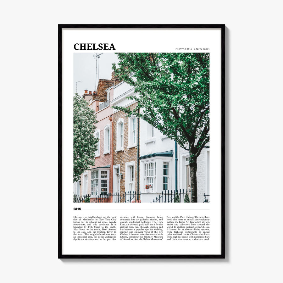 Chelsea, New York Travel Poster, framed poster mockup