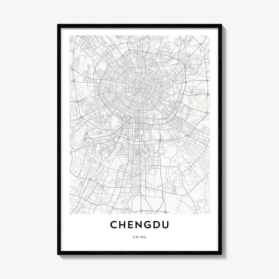 Chengdu Map Poster, framed poster mockup