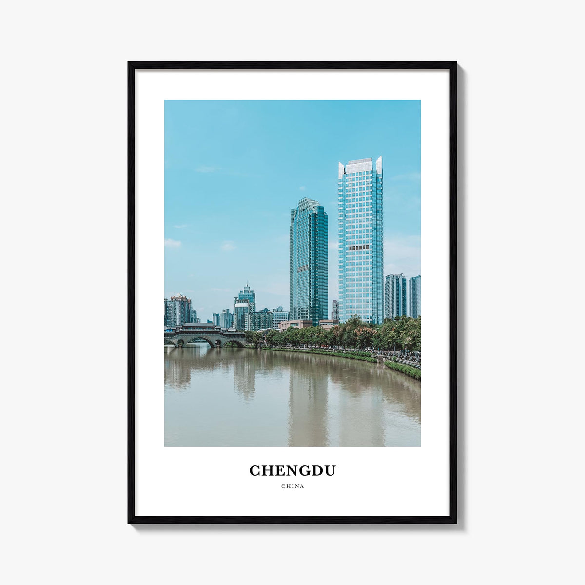 Chengdu no. 1 colorful classic poster of China – vertical wall art, unframed print shown in interior mockup