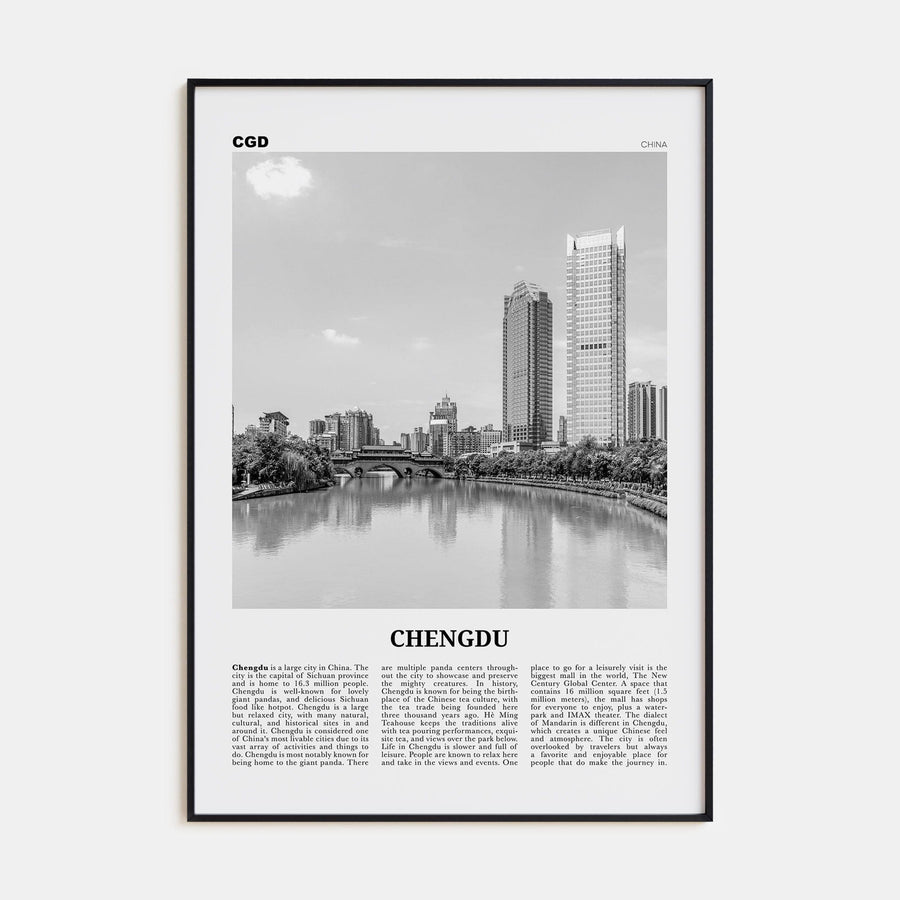 Chengdu Poster None / 8x12 in Nbourhood Travel B&W Poster