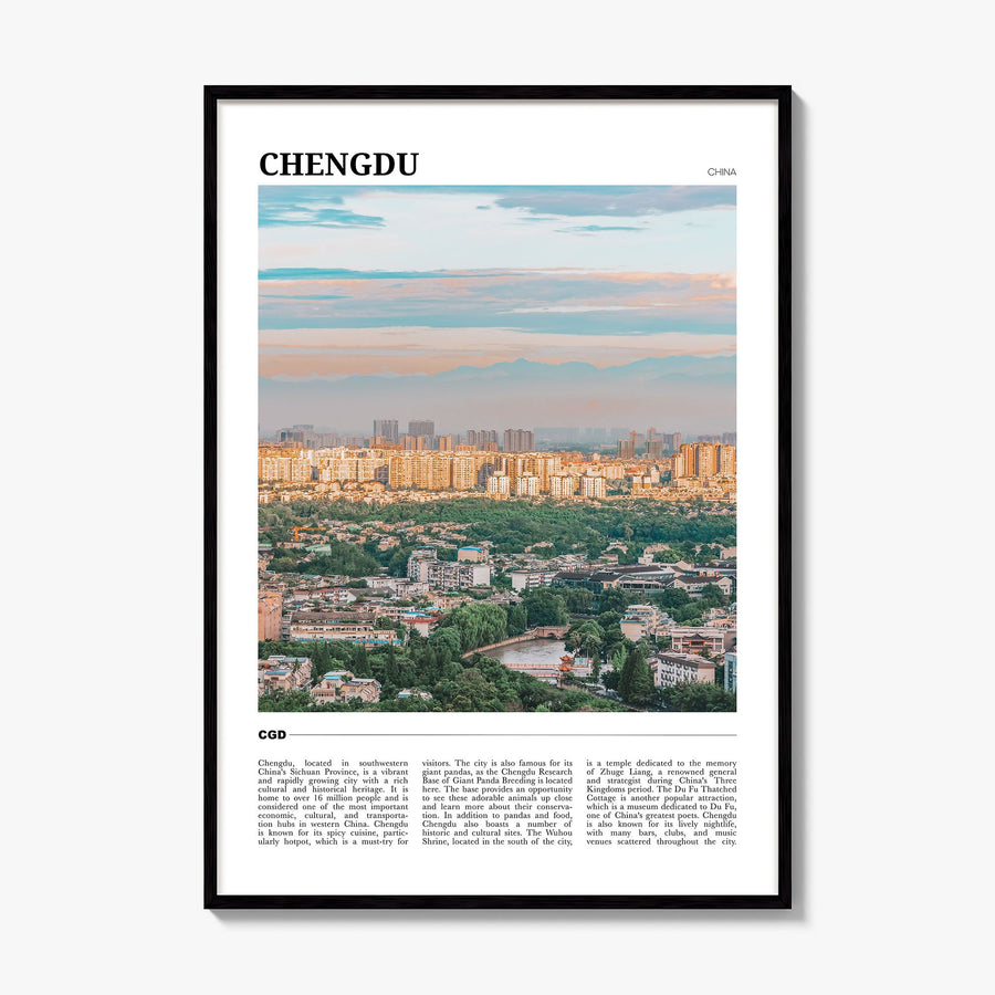 Chengdu Travel No 2 Poster, framed poster mockup