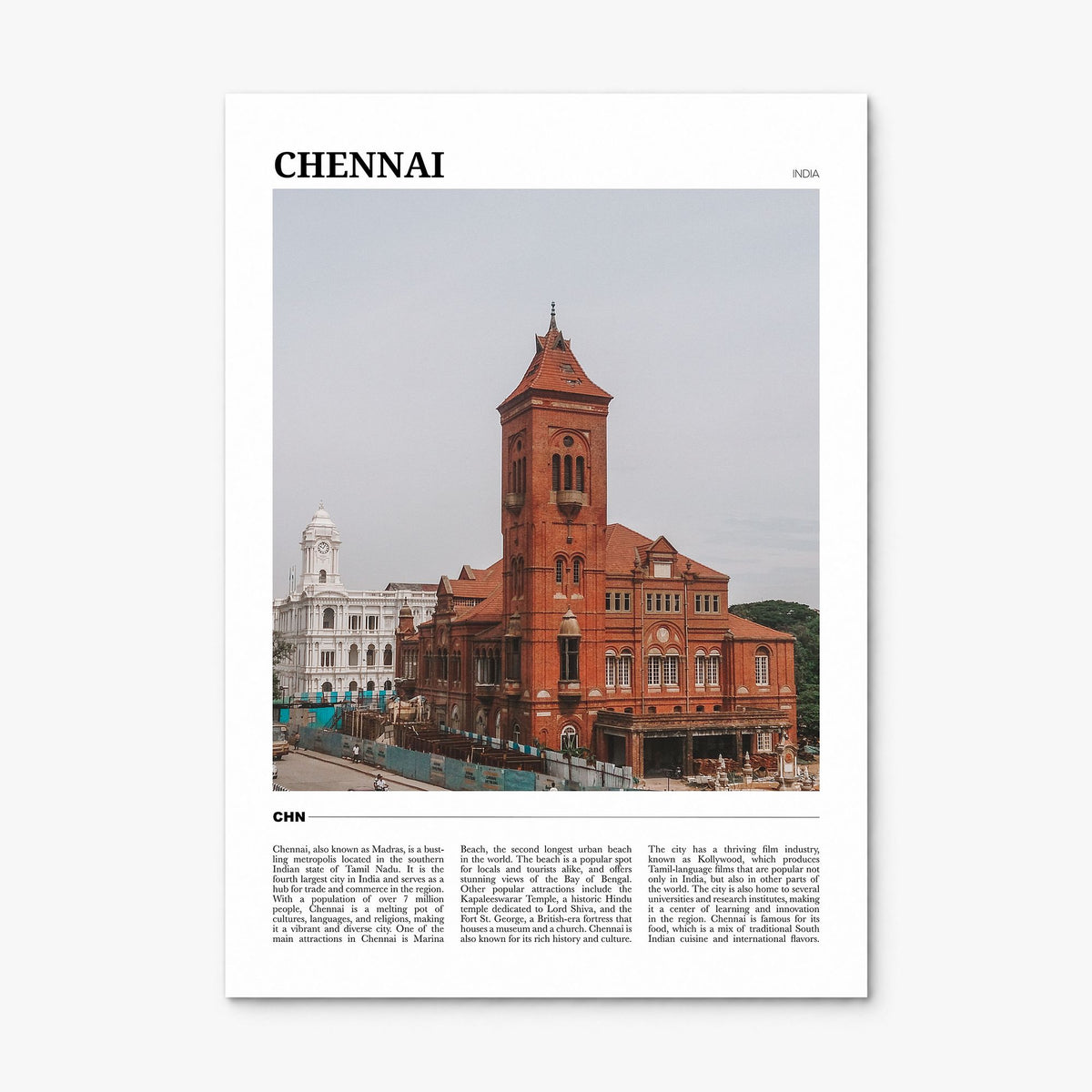Chennai Travel Poster, print only (unframed)
