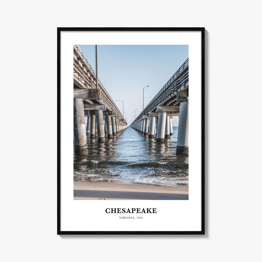 Chesapeake colorful classic poster of Virginia, USA – vertical wall art, unframed print shown in interior mockup