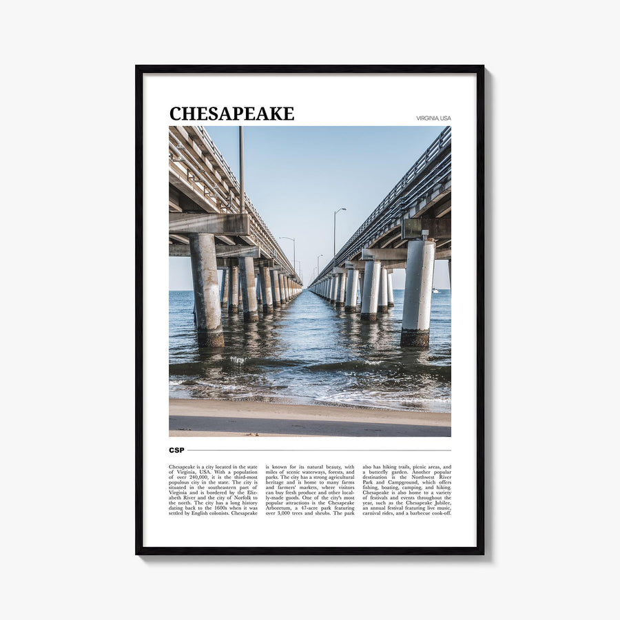Chesapeake colorful travel poster of Virginia, USA – vertical wall art, unframed print shown in interior mockup
