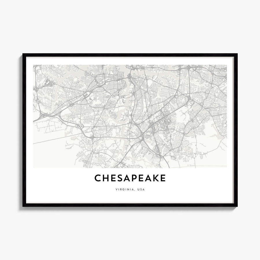 Chesapeake Map Poster, framed poster mockup