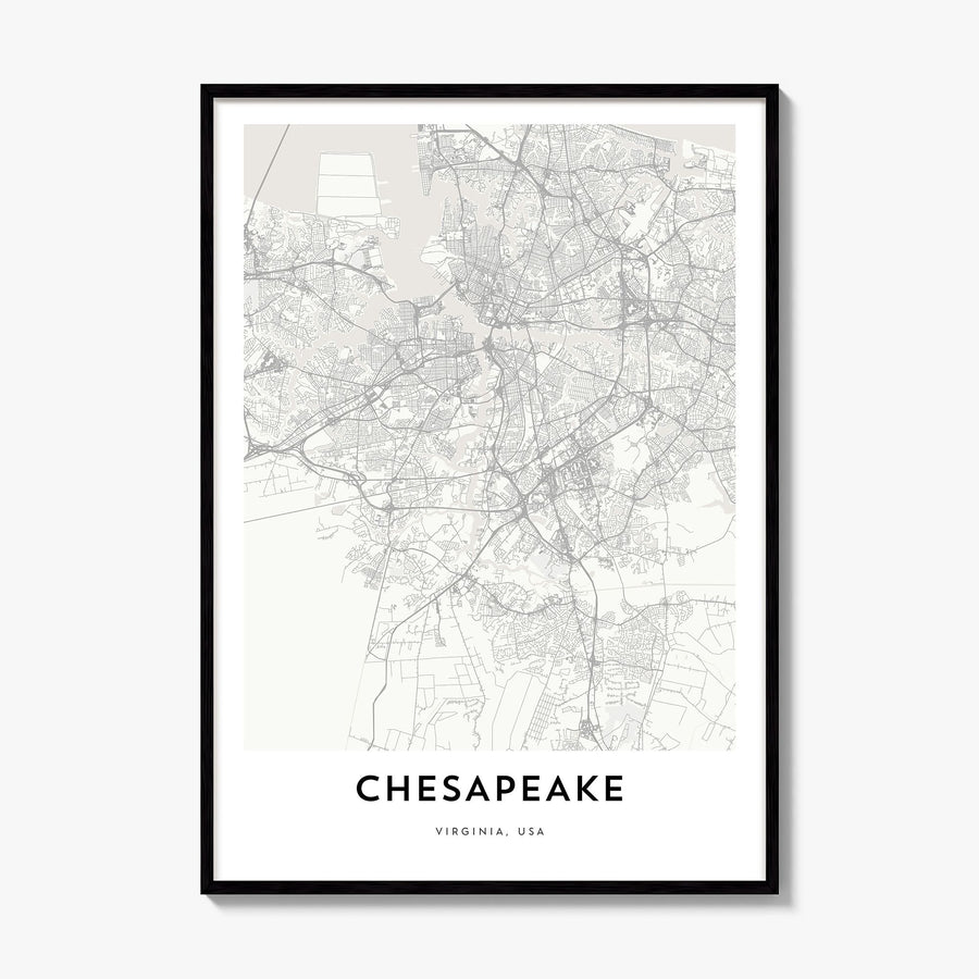 Chesapeake Map Poster, framed poster mockup
