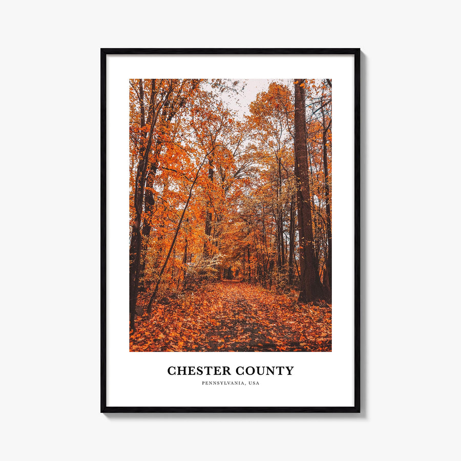 Chester County colorful classic poster of Pennsylvania, USA – vertical wall art, unframed print shown in interior mockup