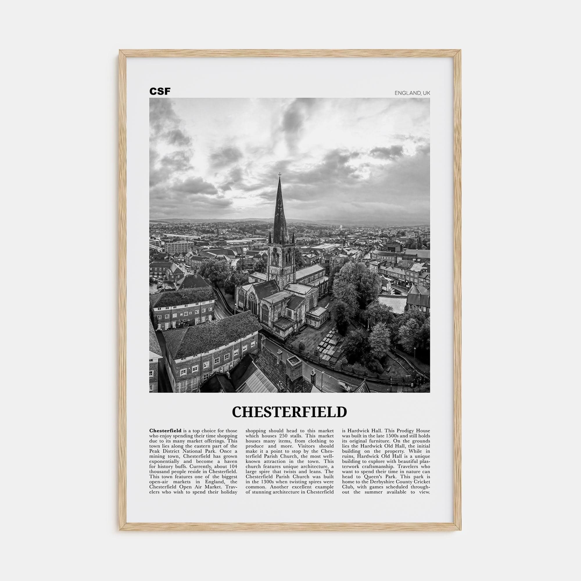 Chesterfield Poster Natural Wood / 8x12 in Nbourhood Travel B&W Poster