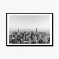 Chicago no. 1 black & white photo poster of Illinois, USA – horizontal wall art, unframed print shown in interior mockup