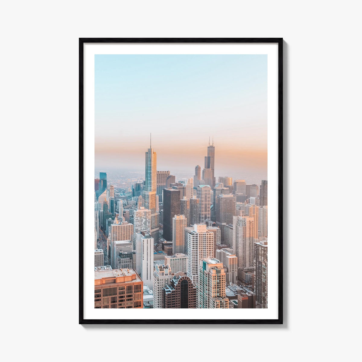 Chicago no. 1 colorful photo poster of Illinois, USA – vertical wall art, unframed print shown in interior mockup