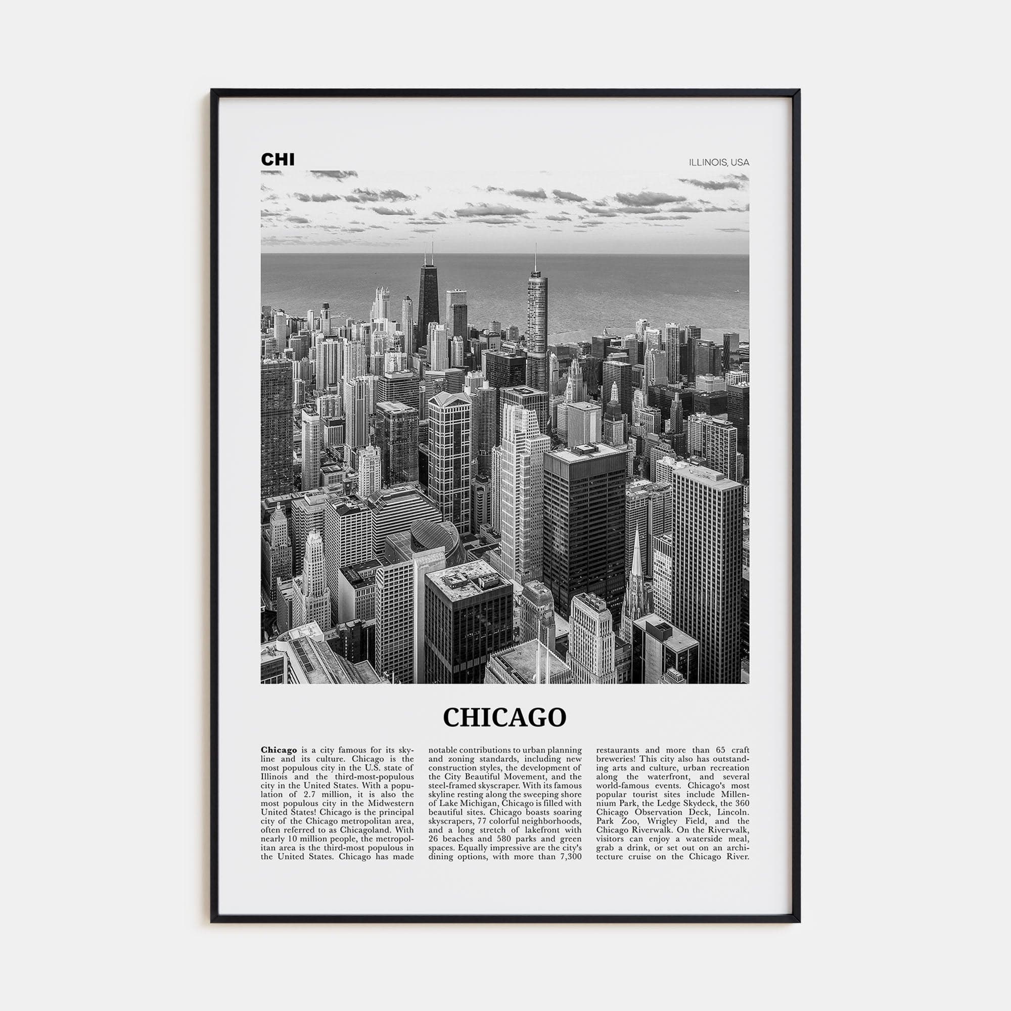 Chicago No 1 Poster None / 8x12 in Nbourhood Travel B&W Poster