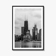 Chicago no. 2 black & white photo poster of Illinois, USA – vertical wall art, unframed print shown in interior mockup