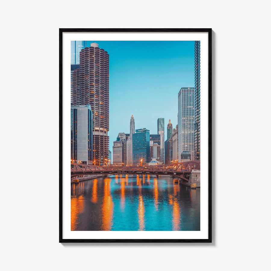 Chicago no. 2 colorful photo poster of Illinois, USA – vertical wall art, unframed print shown in interior mockup
