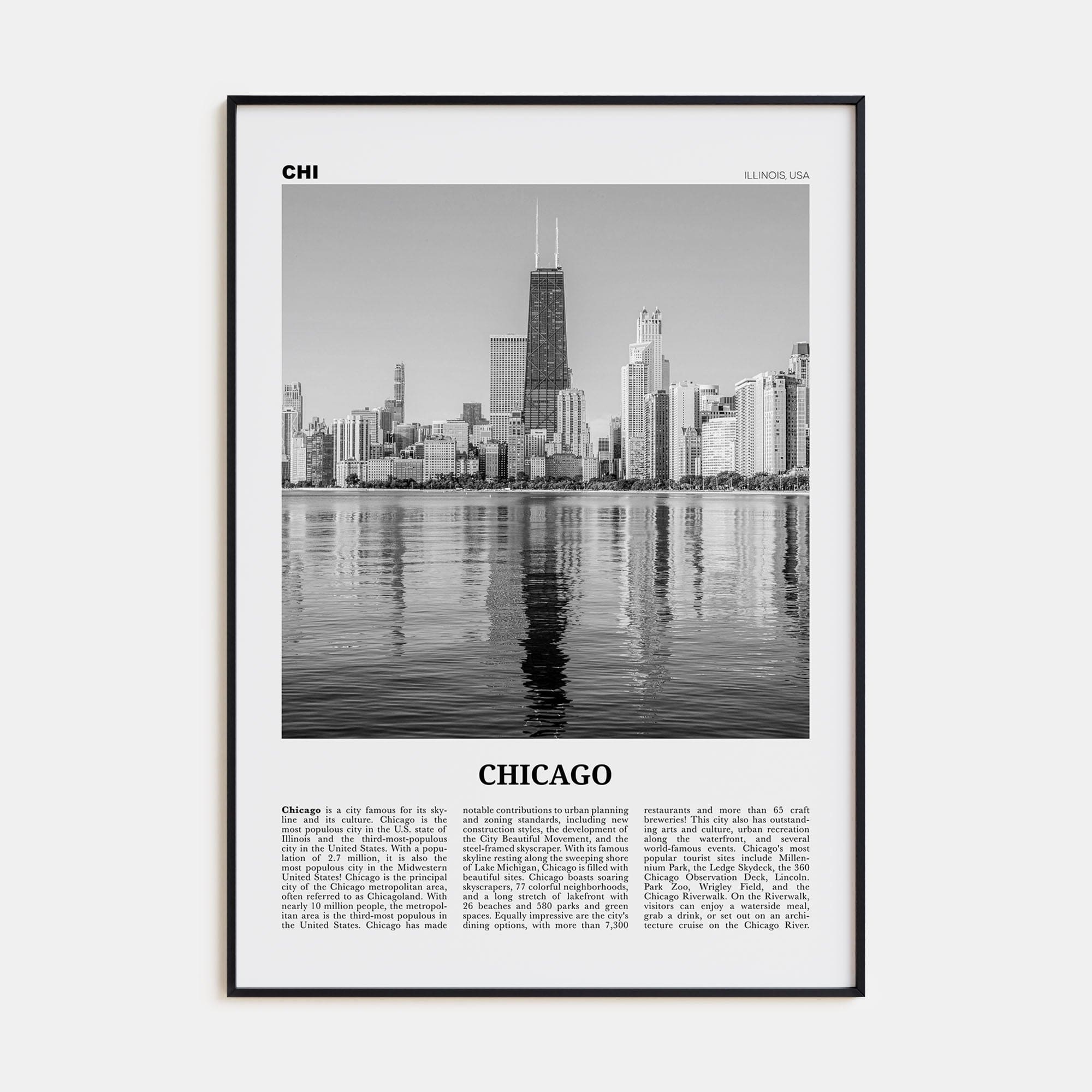 Chicago No 2 Poster None / 8x12 in Nbourhood Travel B&W Poster