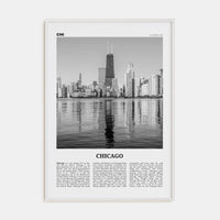 Chicago No 2 Poster White Wood / 8x12 in Nbourhood Travel B&W Poster