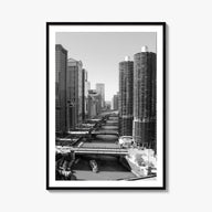 Chicago no. 3 black & white photo poster of Illinois, USA – vertical wall art, unframed print shown in interior mockup