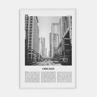 Chicago No 3 Poster White Wood / 8x12 in Nbourhood Travel B&W Poster