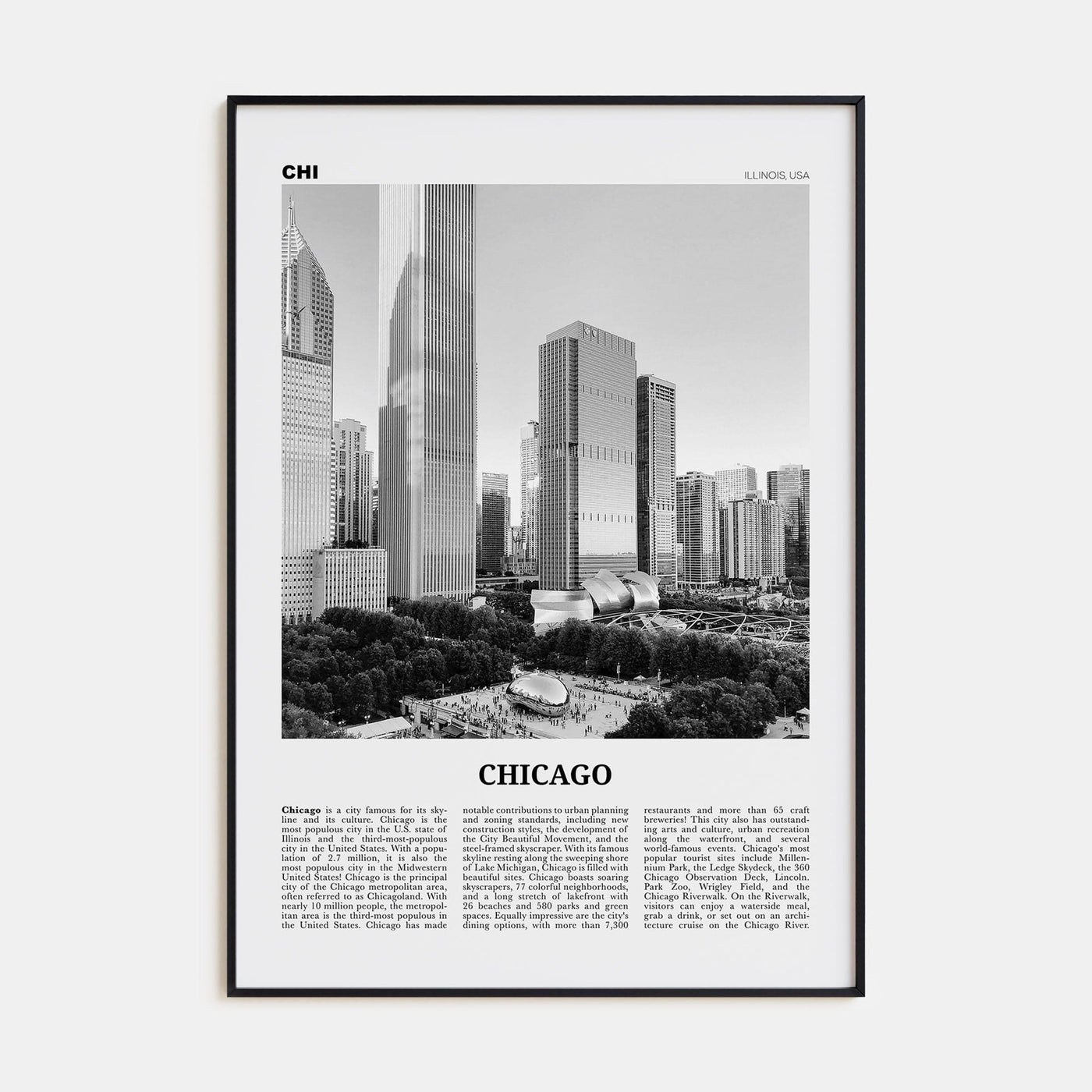 Chicago No 4 Poster None / 8x12 in Nbourhood Travel B&W Poster