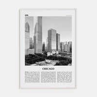 Chicago No 4 Poster White Wood / 8x12 in Nbourhood Travel B&W Poster