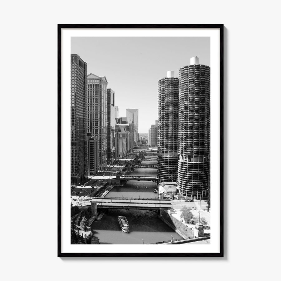 Chicago Photo No 3 Poster, framed poster mockup, white border