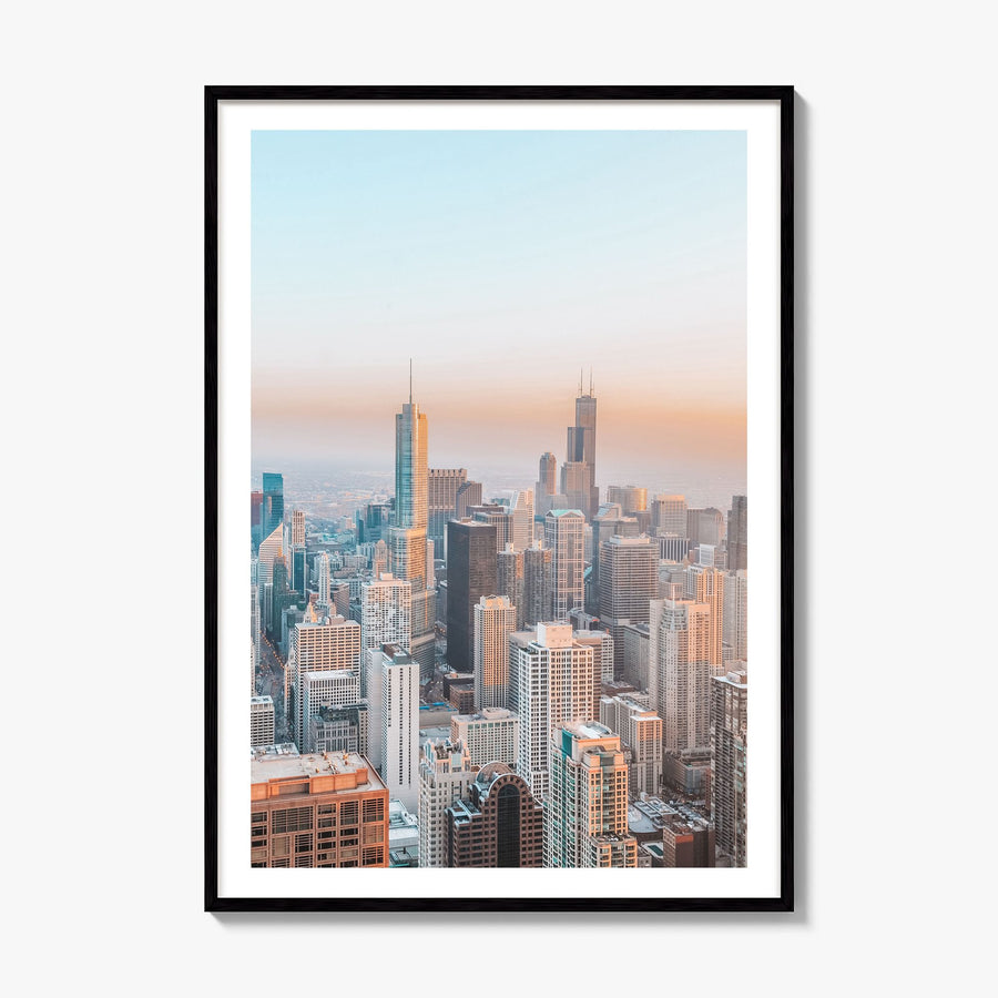Chicago Photo No 1 Poster, framed poster mockup, white border