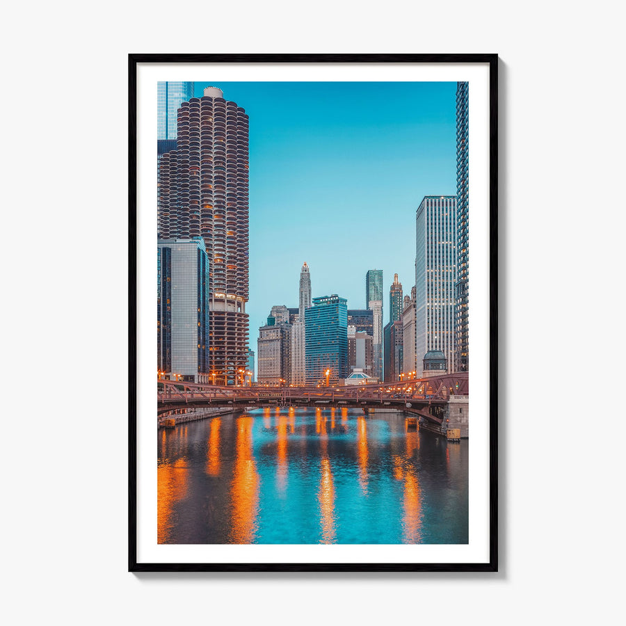 Chicago Photo No 2 Poster, framed poster mockup, white border