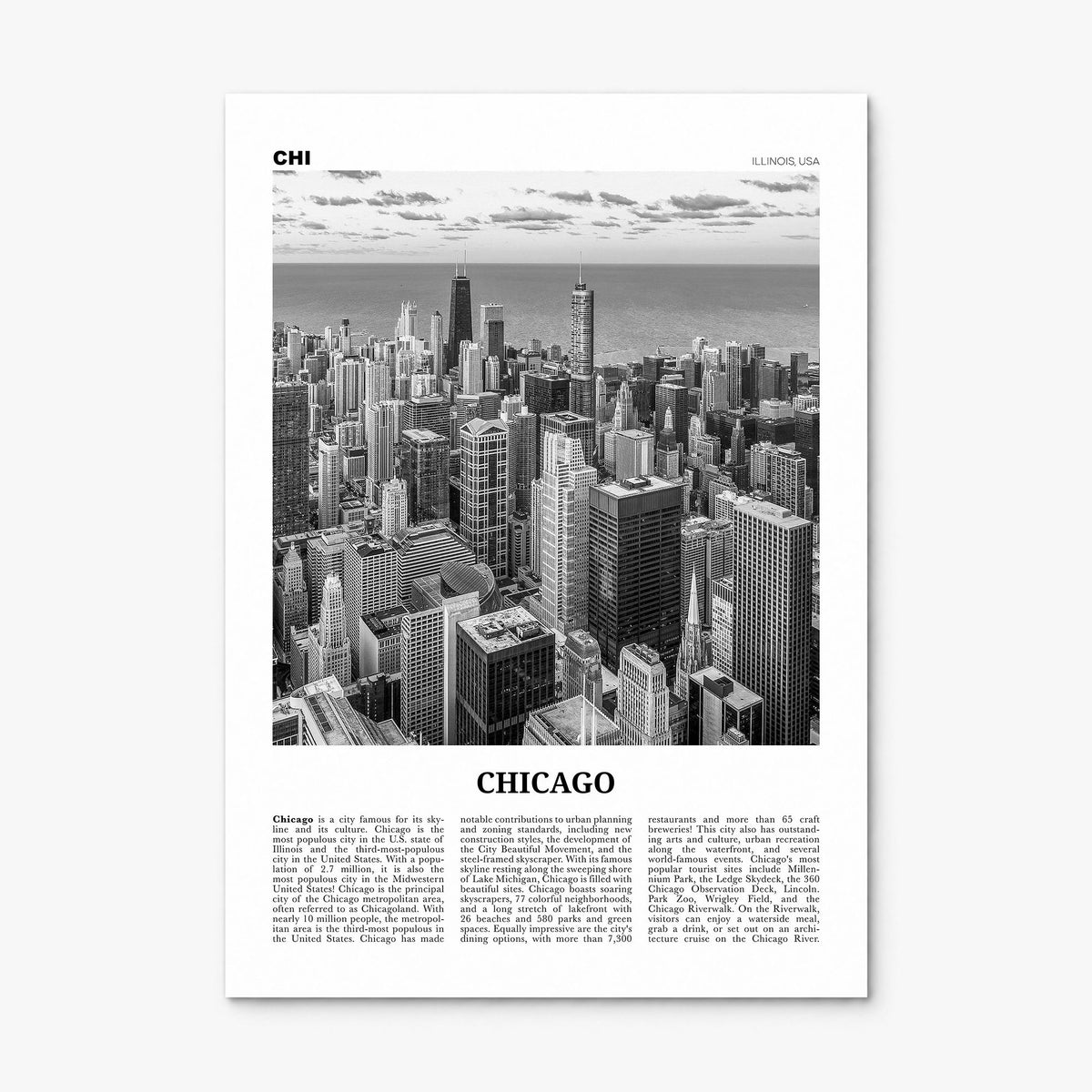 Chicago Newspaper No 1 Poster, print only (unframed)