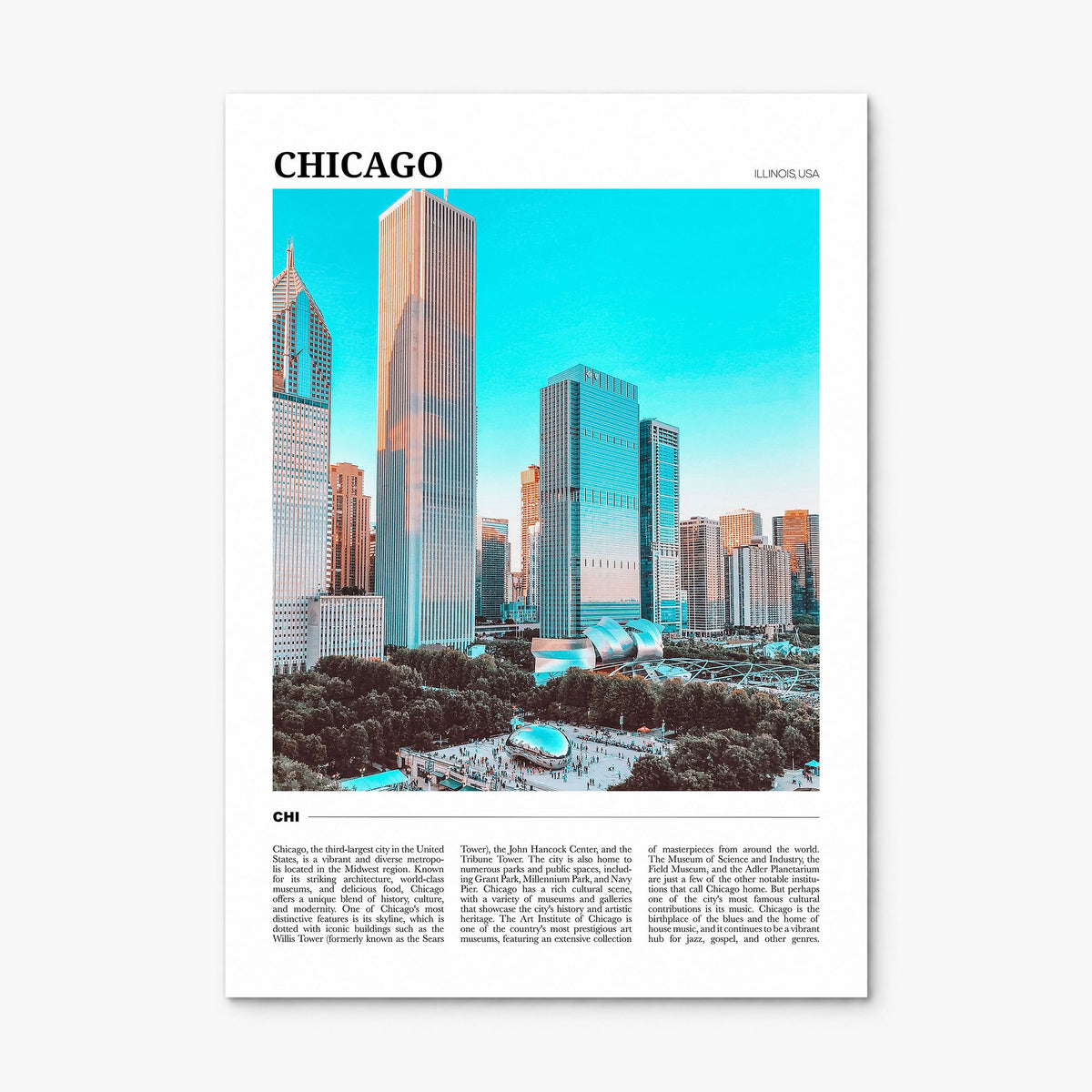 Chicago Travel No 1 Poster, print only (unframed)