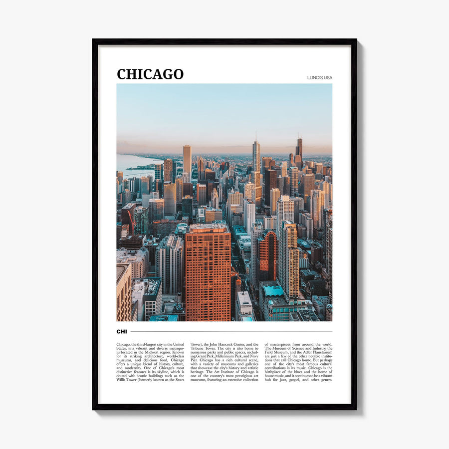 Chicago Travel No 2 Poster, framed poster mockup