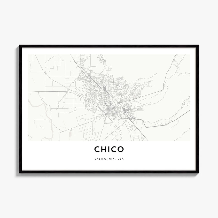 Chico Map Poster, framed poster mockup