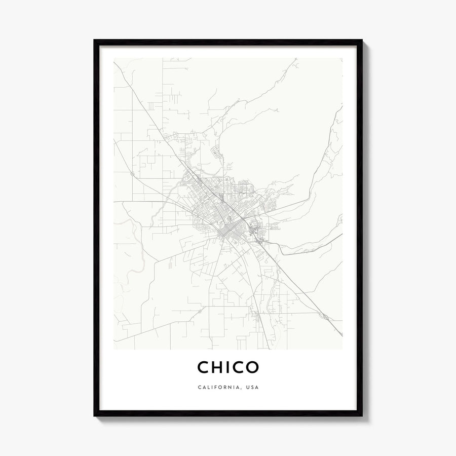 Chico Map Poster, framed poster mockup