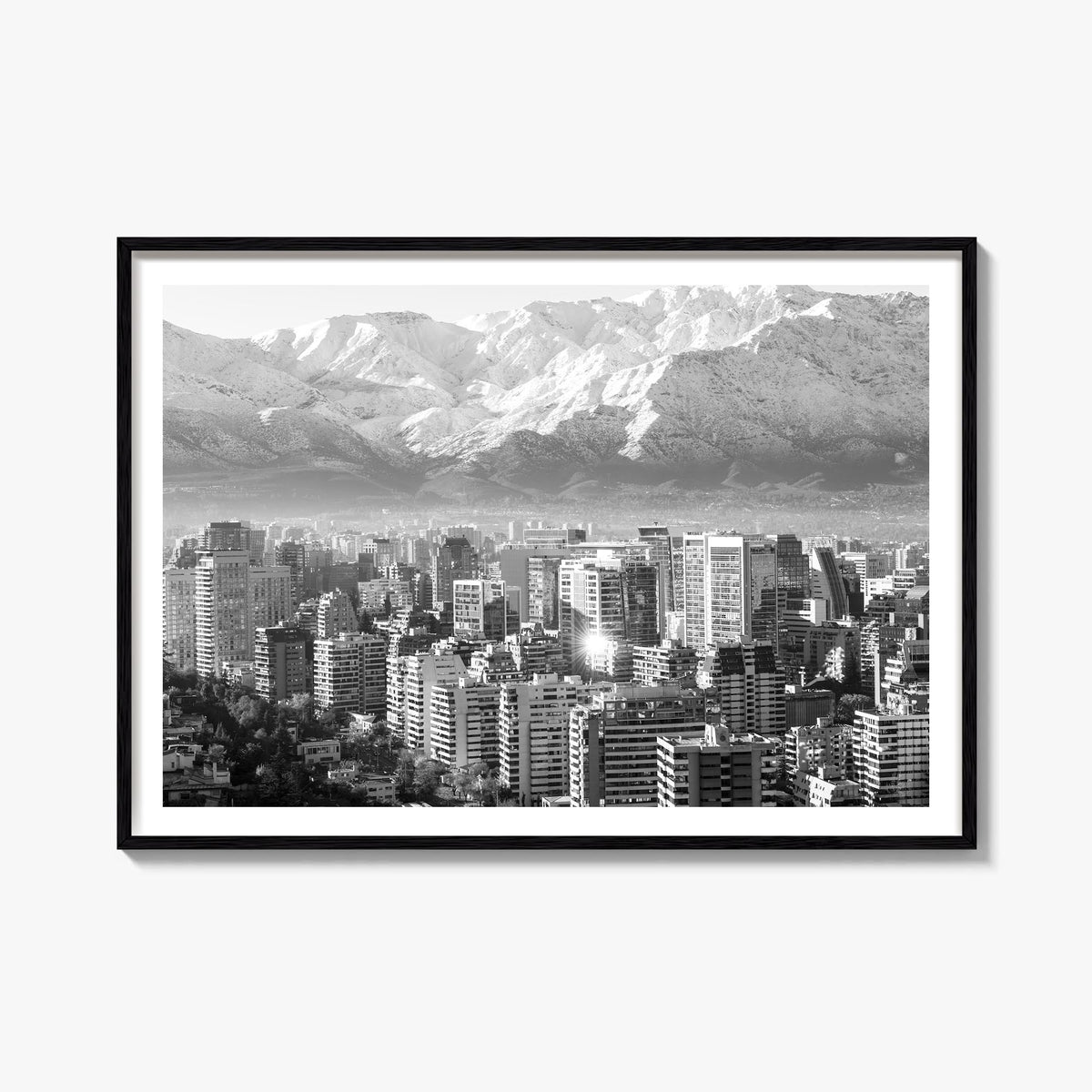 Chile black & white photo poster of South America – horizontal wall art, unframed print shown in interior mockup