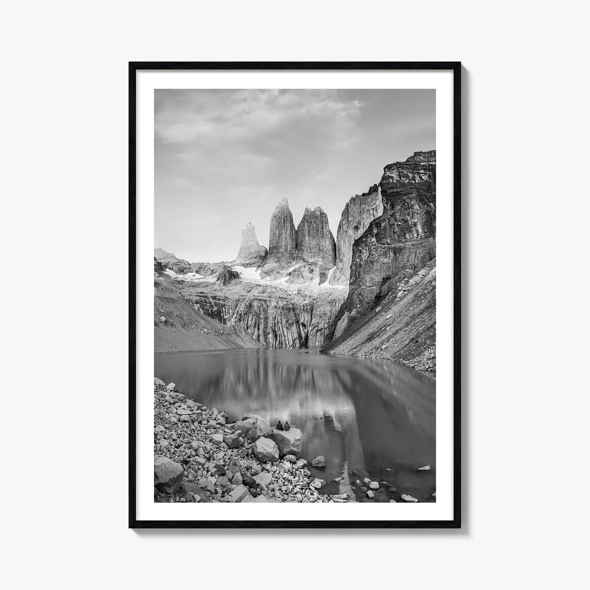 Chile black & white photo poster of South America – vertical wall art, unframed print shown in interior mockup