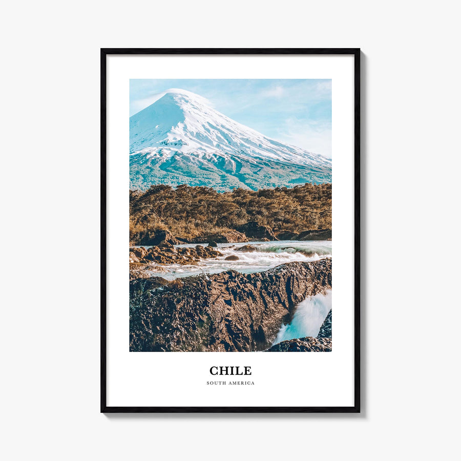 Chile colorful classic poster of South America – vertical wall art, unframed print shown in interior mockup
