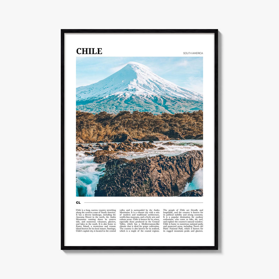 Chile colorful travel poster of South America – vertical wall art, unframed print shown in interior mockup