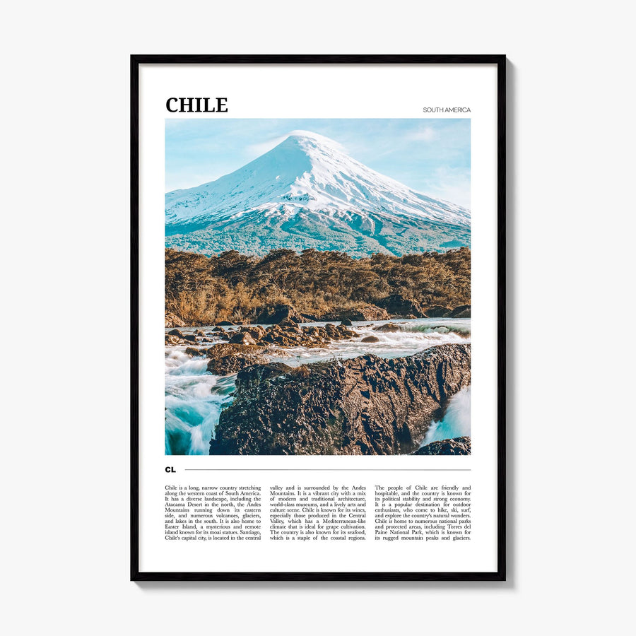 Chile Travel Poster, framed poster mockup