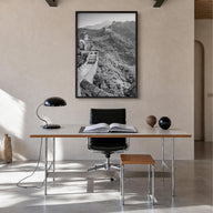 China black & white photo poster of Asia – vertical wall art in black wood frame, hanging on wall