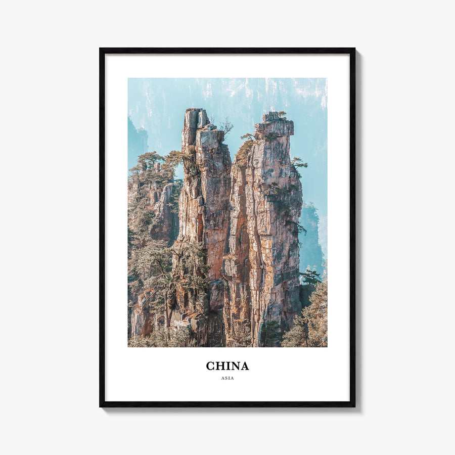 China colorful classic poster of Asia – vertical wall art, unframed print shown in interior mockup