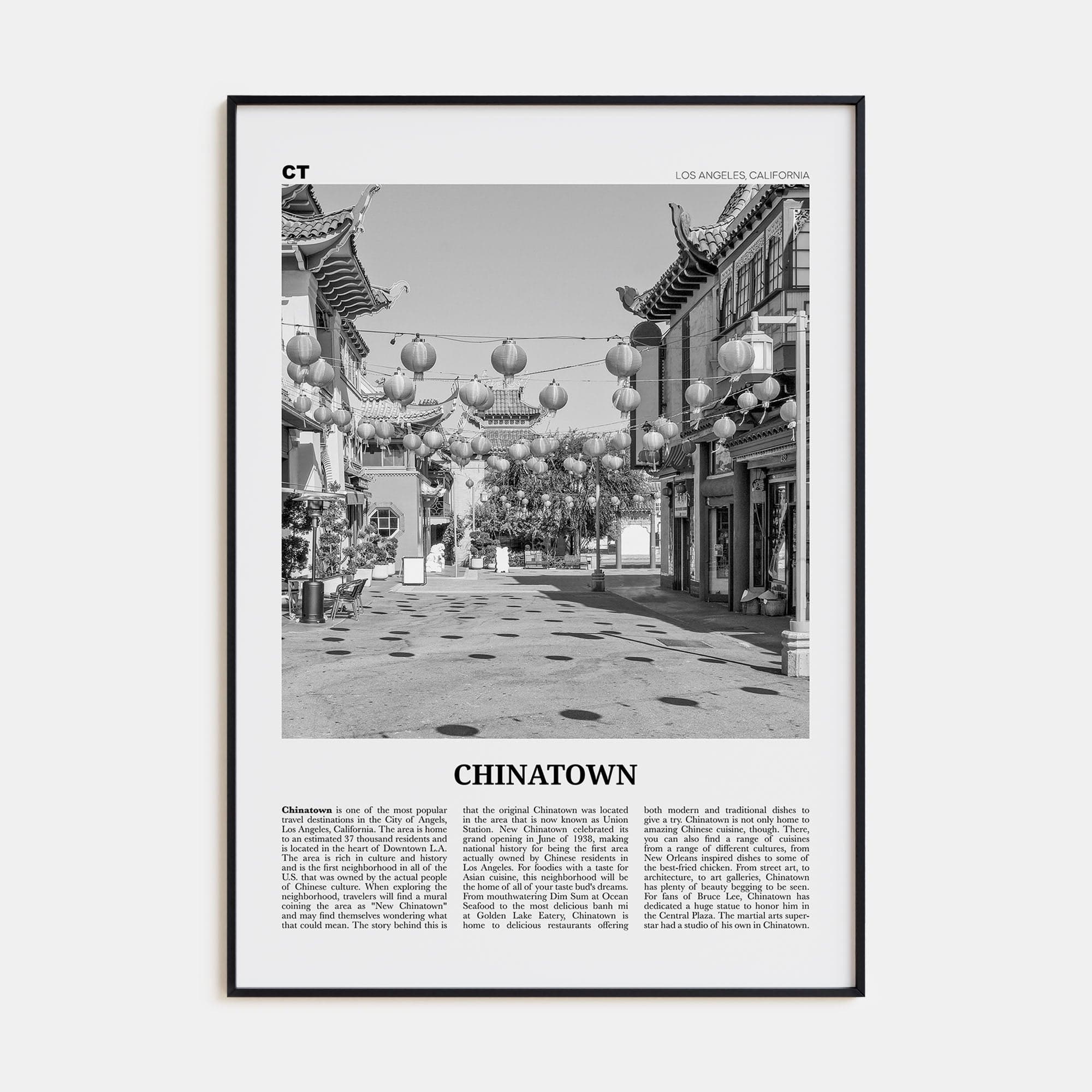 Chinatown, Los Angeles Poster None / 8x12 in Nbourhood Travel B&W Poster