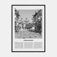 Chinatown, Los Angeles Poster Black Wood / 8x12 in Nbourhood Travel B&W Poster