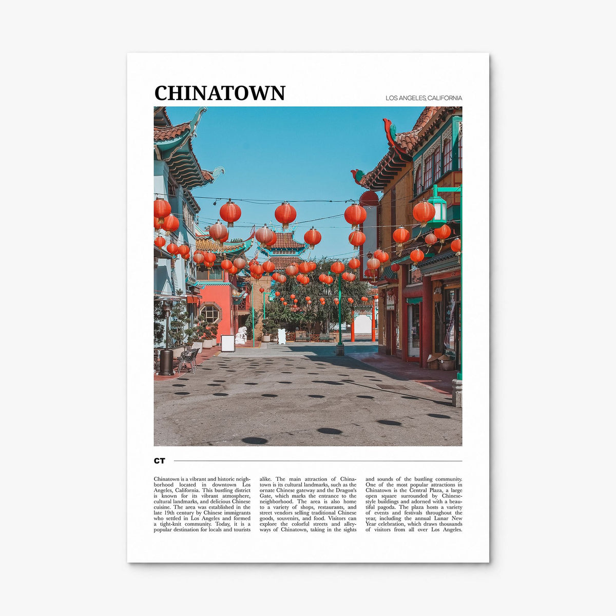 Chinatown, Los Angeles Travel Poster, print only (unframed)