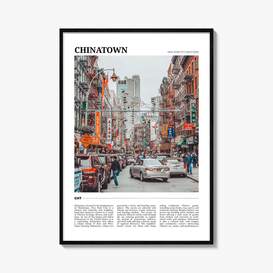 Chinatown, New York City colorful travel poster of New York, USA – vertical wall art, unframed print shown in interior mockup