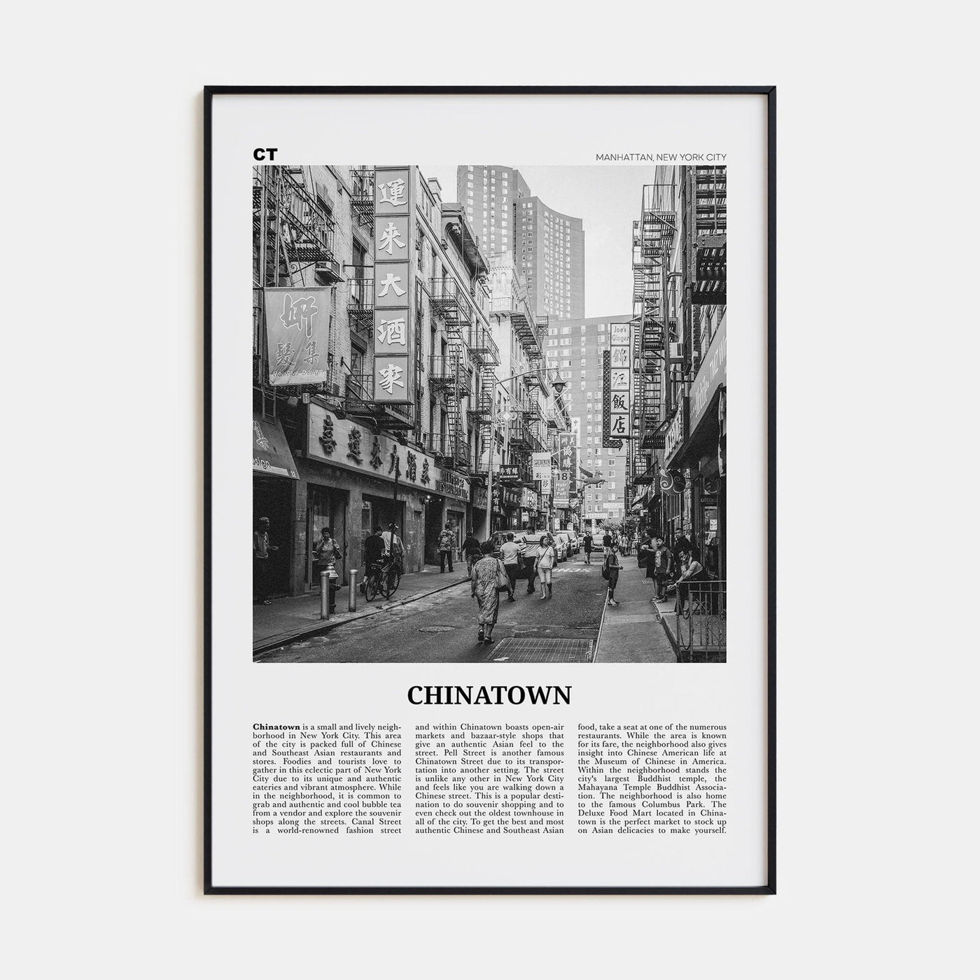 Chinatown, New York City Poster None / 8x12 in Nbourhood Travel B&W Poster