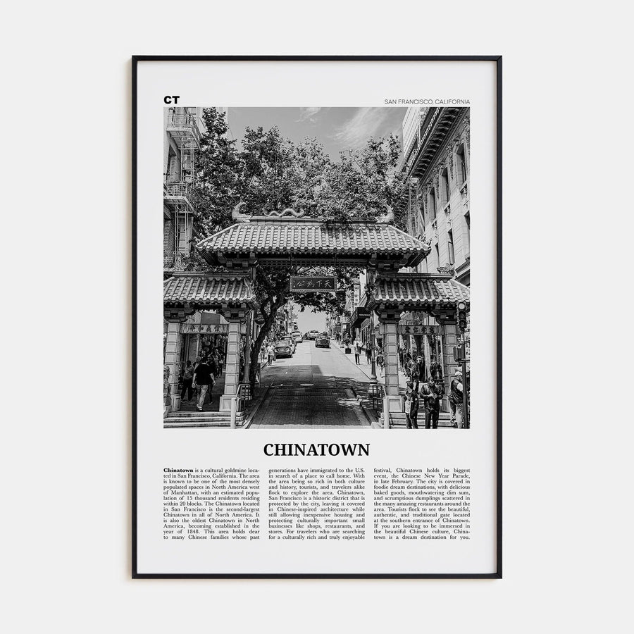 Chinatown, San Francisco Poster None / 8x12 in Nbourhood Travel B&W Poster