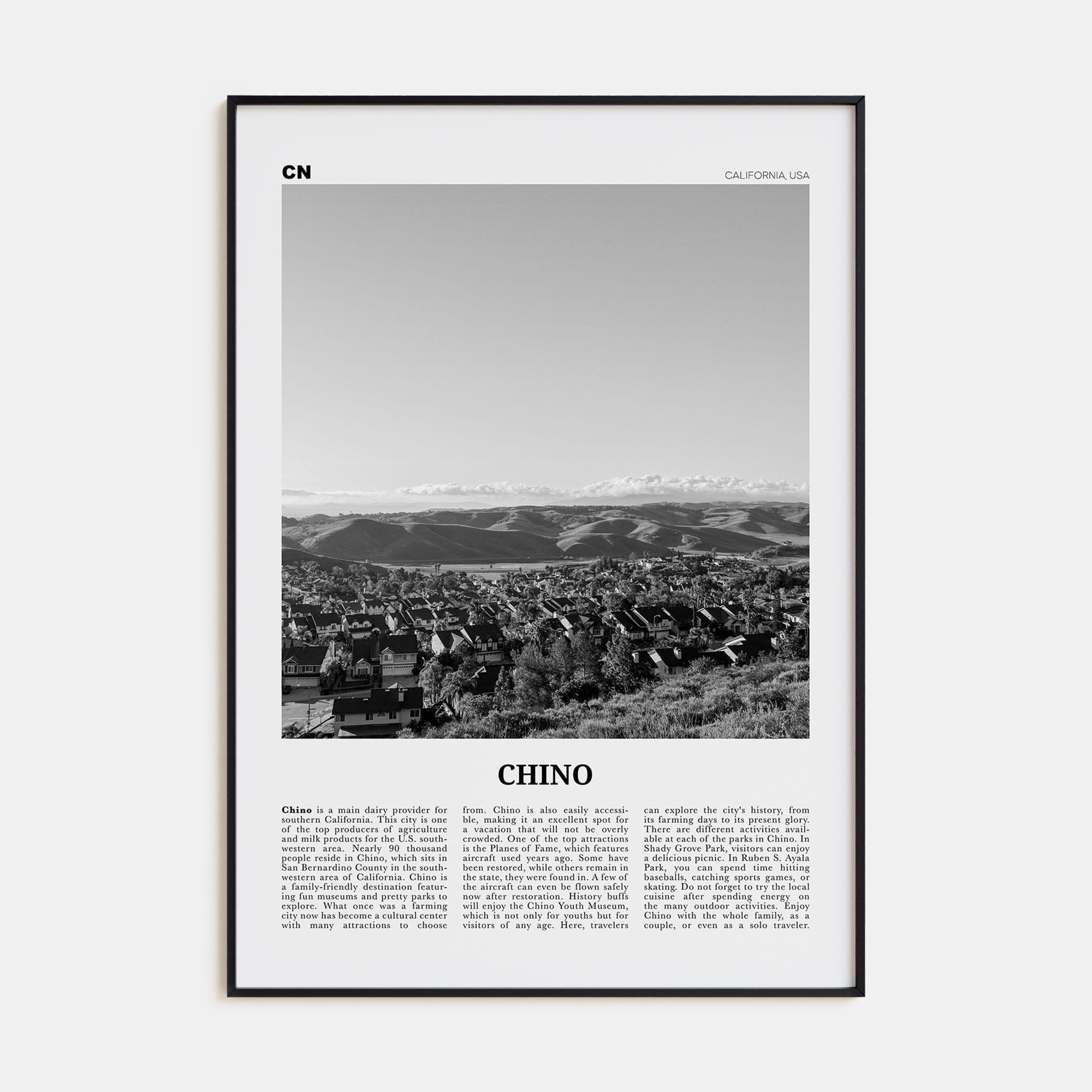 Chino Poster None / 8x12 in Nbourhood Travel B&W Poster