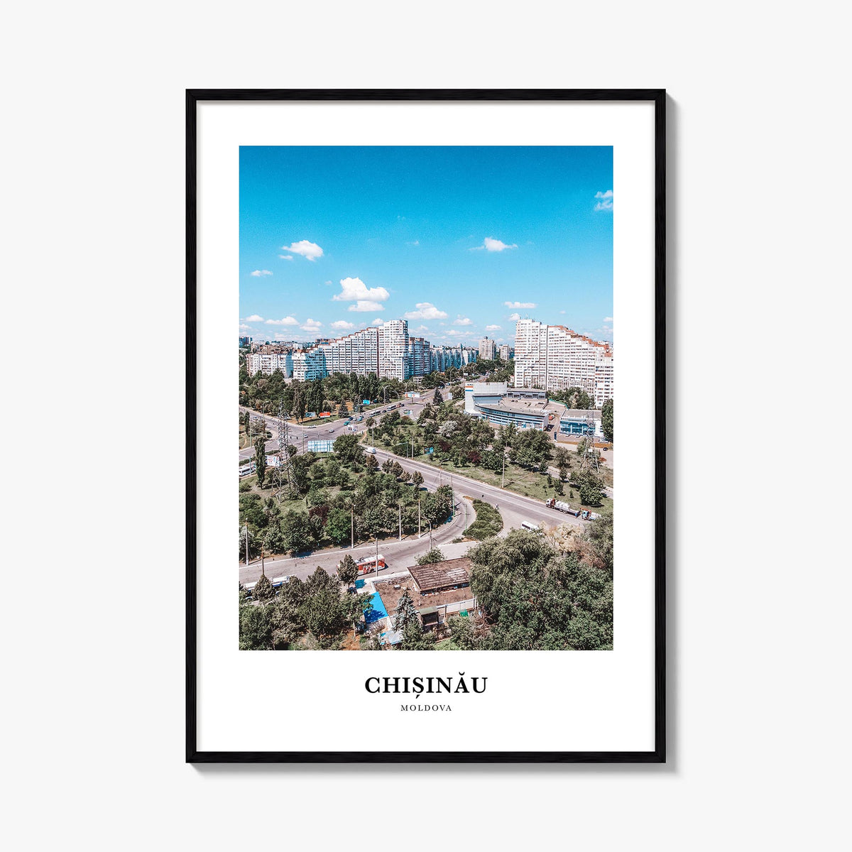 Chișinău colorful classic poster of Moldova – vertical wall art, unframed print shown in interior mockup