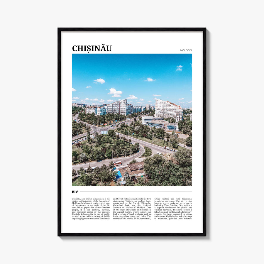Chișinău colorful travel poster of Moldova – vertical wall art, unframed print shown in interior mockup