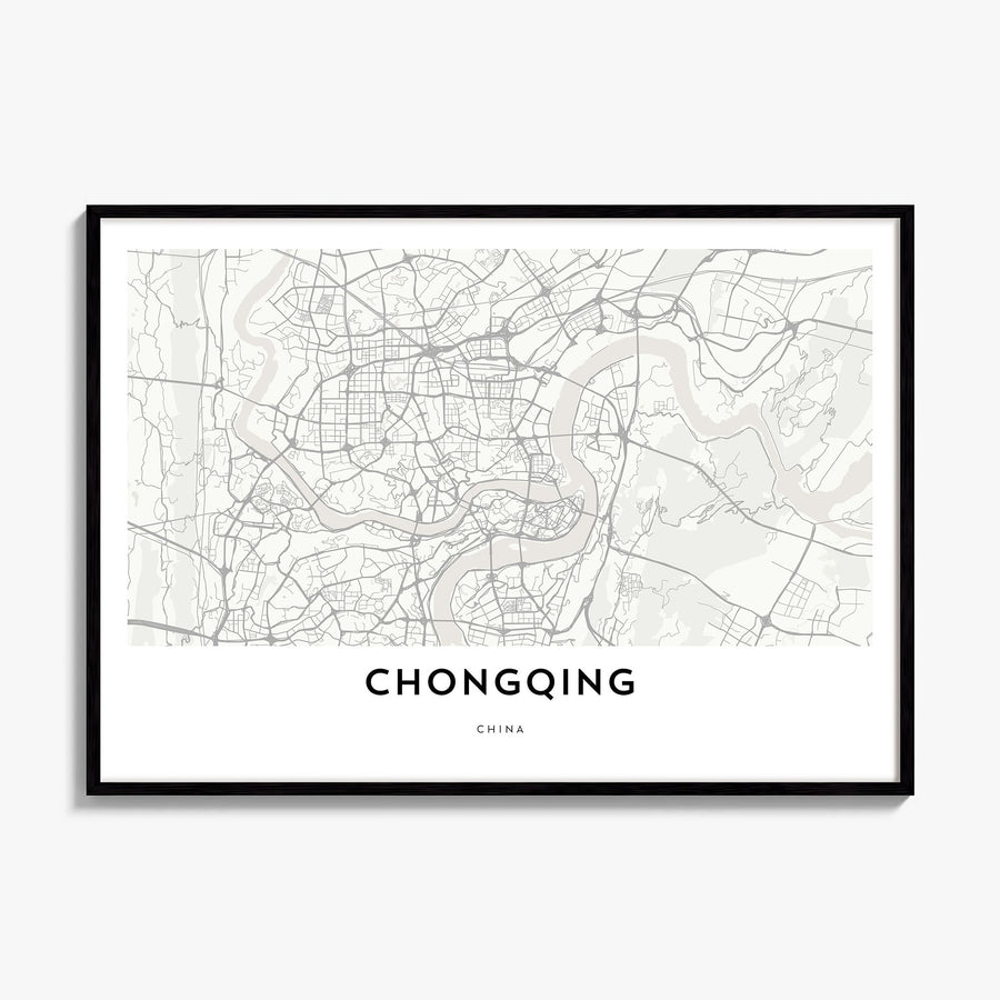 Chongqing Map Poster, framed poster mockup
