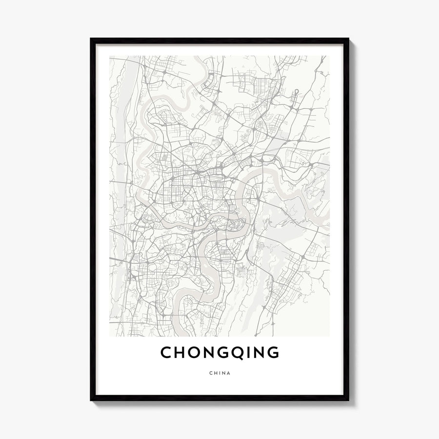 Chongqing Map Poster, framed poster mockup